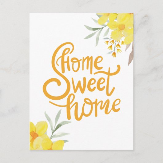 Home Sweet Home Chique Gele Bloemen Gefeliciteerd Briefkaart (Voorkant)
