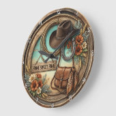 Home Sweet Home Cowboy Hat Grote Klok (Hoek)