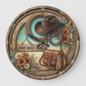Home Sweet Home Cowboy Hat Grote Klok (Voorkant)