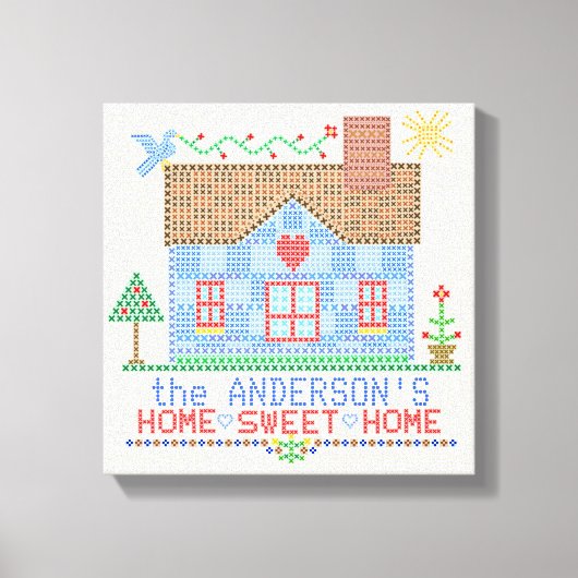 Home Sweet Home Cross-titrice House Gepersonalisee Canvas Afdruk (Voorkant)