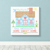 Home Sweet Home Cross-titrice House Gepersonalisee Canvas Afdruk (Insitu (Houten vloer))