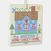 Home Sweet Home Cross-titrice House Gepersonalisee Keramisch Ornament (Rechts)