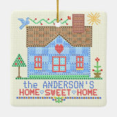 Home Sweet Home Cross-titrice House Gepersonalisee Keramisch Ornament (Achterkant)