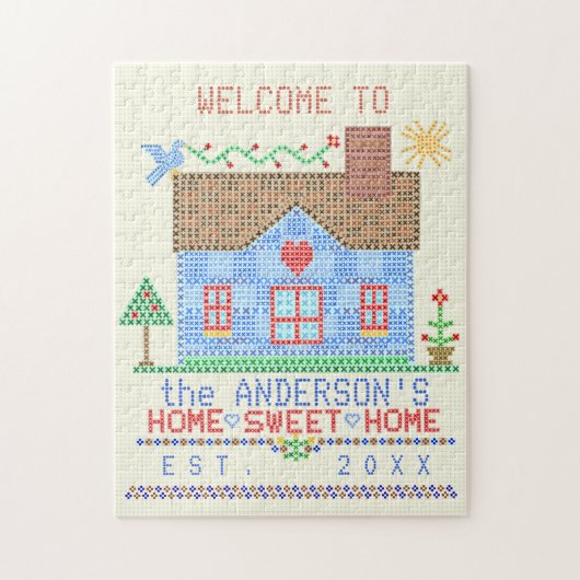 Home Sweet Home Cross-titrice House Gepersonalisee Legpuzzel (Verticaal)