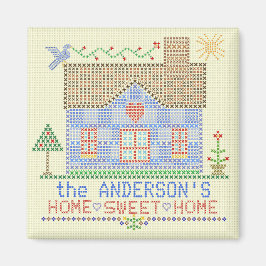 Home Sweet Home Cross-titrice House Gepersonalisee Magneet