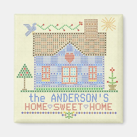 Home Sweet Home Cross-titrice House Gepersonalisee Magneet (Voorkant)