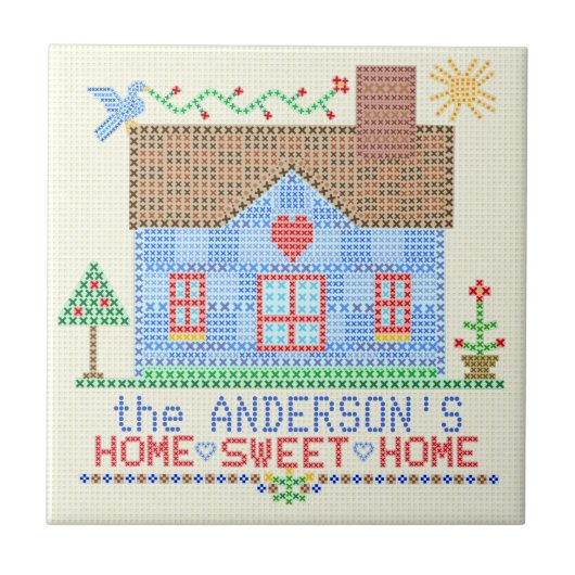 Home Sweet Home Cross-titrice House Gepersonalisee Tegeltje (Voorkant)
