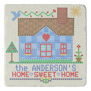 Home Sweet Home Cross-titrice House Gepersonalisee Trivet