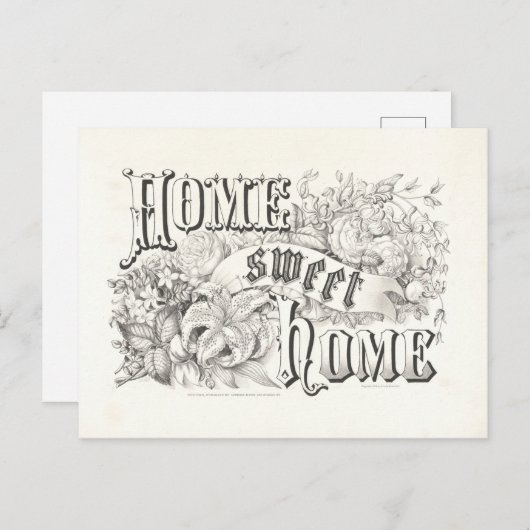 Home Sweet Home  Currier & Ives Lithograph Briefkaart (Voorkant / Achterkant)