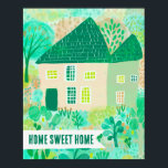 HOME SWEET HOME Custom House Tuin Illustratie Poster<br><div class="desc">Schattigee kleurrijke tekening van een huis en grote tuin met de tekst HOME SWEET HOME! Volledig aanpasbaar. Klik op "Personaliseren" hierboven om de tekst te bewerken. Klik vervolgens op "Bewerken met behulp van ontwerpgereedschap" om de lettertypen, kleuren en plaatsingen aan te passen. Selecteer de afdrukgrootte met behulp van de vervolgkeuzelijst...</div>