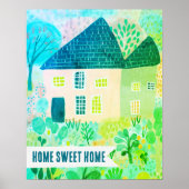 HOME SWEET HOME Custom House Tuin Illustratie Poster (Voorkant)