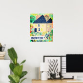 HOME SWEET HOME Custom House Tuin Illustratie Poster (Thuiskantoor)