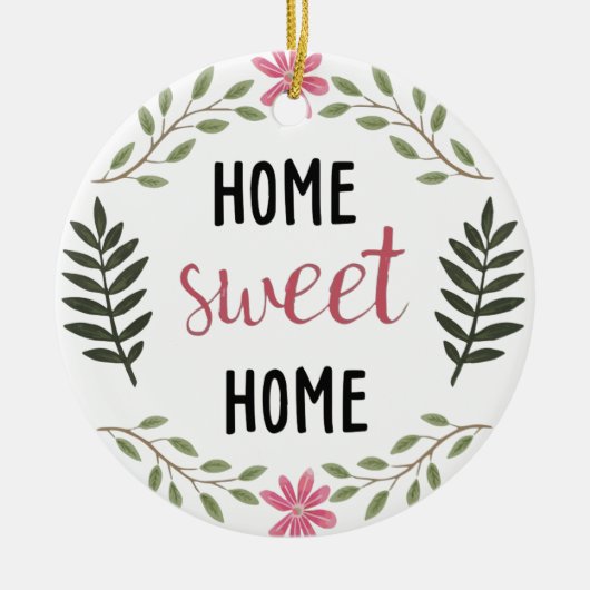 Home Sweet Home Custom Name Botanical Realtor Keramisch Ornament (Voorkant)