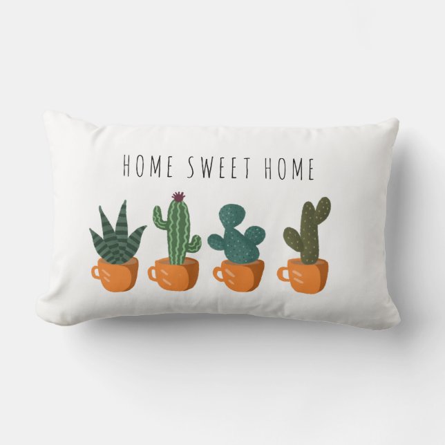 Home Sweet Home Cute Cactus Family Kussen (Voorkant)