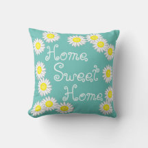 Home Sweet Home Daisy Blauwgroen Green White en Ye