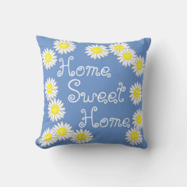 Home Sweet Home Daisy Blue White en Yellow Kussen