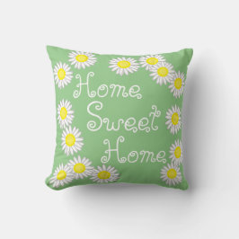 Home Sweet Home Daisy Green White en Yellow Kussen