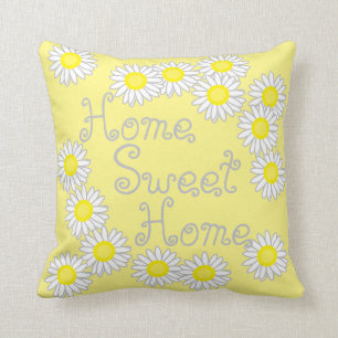 Home Sweet Home Daisy Wit en Geel Kussen