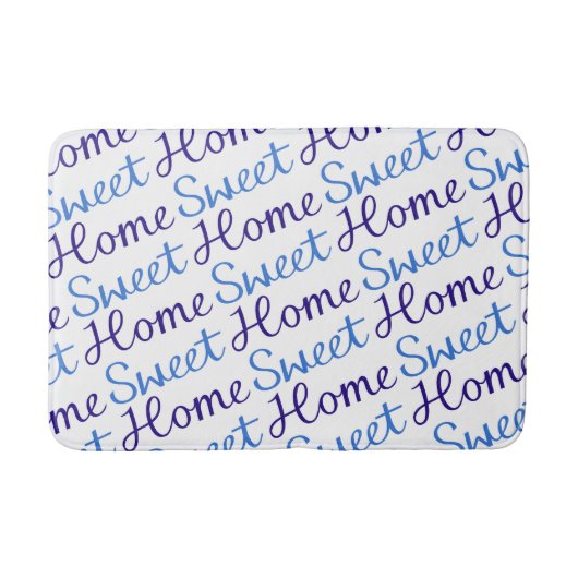 Home Sweet Home Diagonaal RPT Script PTN Blues & W Badmat (Voorkant)