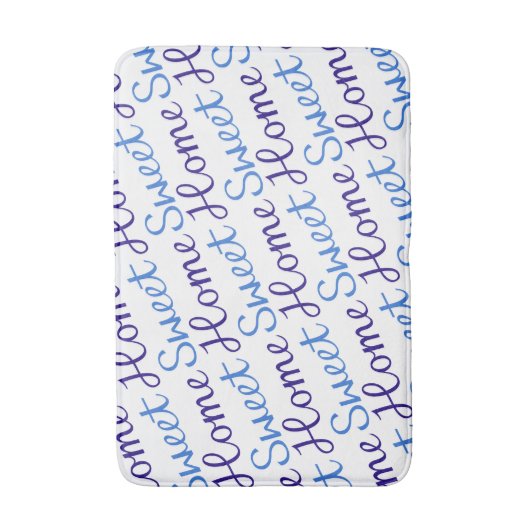 Home Sweet Home Diagonaal RPT Script PTN Blues & W Badmat (Voorkant Verticaal)