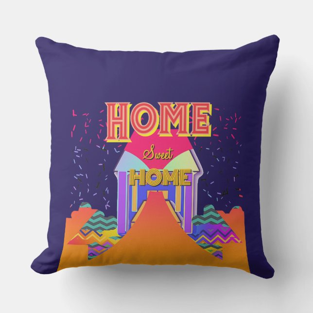 Home Sweet Home DK Blauw Buitenkussen (Voorkant)