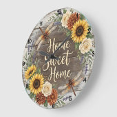 Home Sweet Home Dragonfly Floral Grote Klok (Hoek)