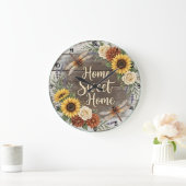 Home Sweet Home Dragonfly Floral Grote Klok (Huis)