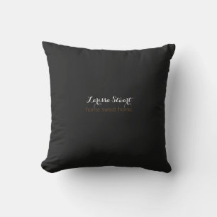 Home Sweet Home Eenvoudig & gepersonaliseerd Zwart Buitenkussen