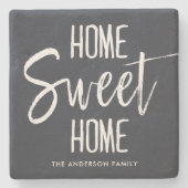 Home Sweet Home | Eigen familienaam grijs Stenen Onderzetter (Voorkant)