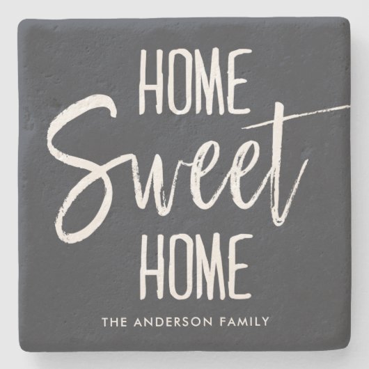 Home Sweet Home | Eigen familienaam grijs Stenen Onderzetter (Voorkant)
