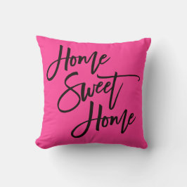 Home Sweet Home Elegant Black Script Hot Pink Kussen