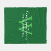 Home Sweet Home, Familie Groen Wit Monogram Fleece Deken (Voorkant (Horizontaal))