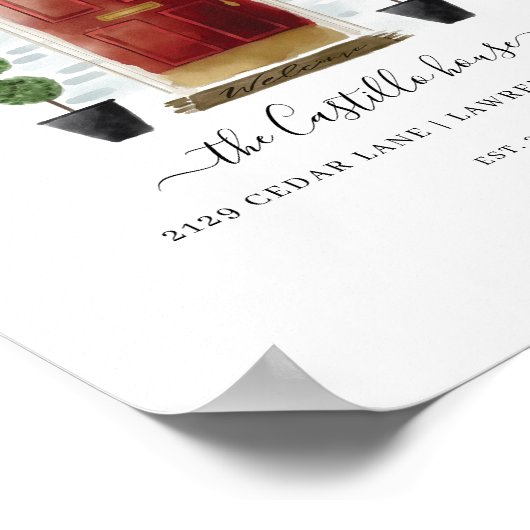 Home Sweet Home Familie Rode Waterverf Familie Deu Poster (Hoek)