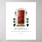 Home Sweet Home Familie Rode Waterverf Familie Deu Poster (Voorkant)