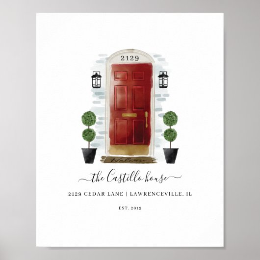 Home Sweet Home Familie Rode Waterverf Familie Deu Poster (Voorkant)