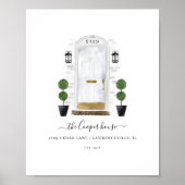 Home Sweet Home Familie Witte Waterverf deur Poster (Voorkant)