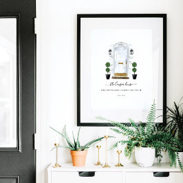 Home Sweet Home Familie Witte Waterverf deur Poster