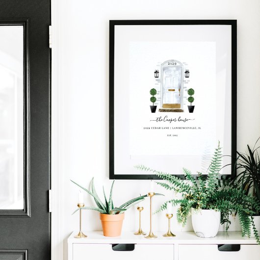 Home Sweet Home Familie Witte Waterverf deur Poster