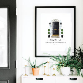 Home Sweet Home-familie - Zwarte Waterverf deur Poster