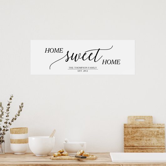 Home Sweet Home Familienaam Poster (Keuken)