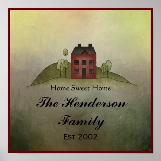 Home Sweet Home Familienaam Wall Print (Voorkant)