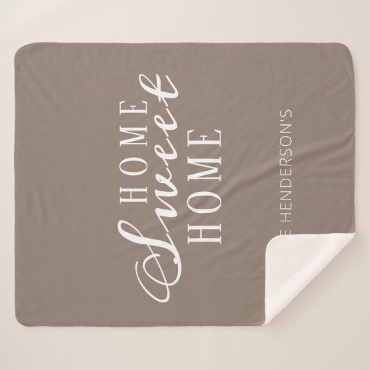 Home Sweet Home Family Custom Tan White Sherpa Deken (Voorkant (horizontaal))