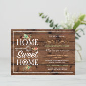 Home Sweet Home Floral Housewarming Invitation Kaart (Staand voorkant)