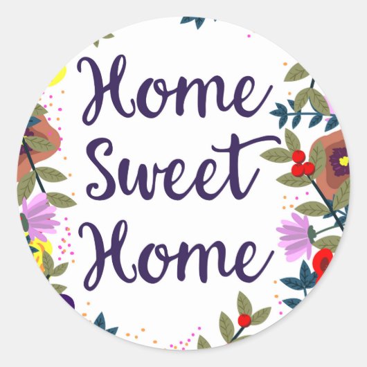 Home Sweet Home Floral Reef Ronde Sticker (Voorkant)