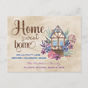 Home Sweet Home Floral Waterverf Moving Briefkaart