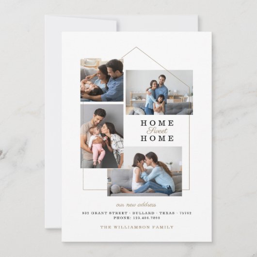 Home Sweet Home Foto Collage Nieuw Adres Beweging Aankondiging (Voorkant)