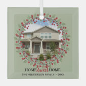 Home Sweet Home Foto met kerstboom Glas Ornament (Voorkant)