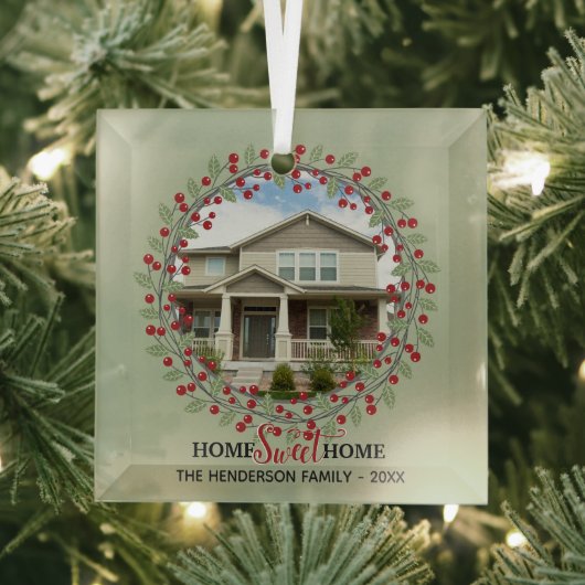 Home Sweet Home Foto met kerstboom Glas Ornament (Insitu)