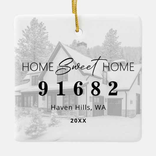 Home Sweet Home Foto Postcode Keramisch Ornament (Voorkant)