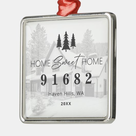 Home Sweet Home Foto Postcode Metalen Ornament (Links)